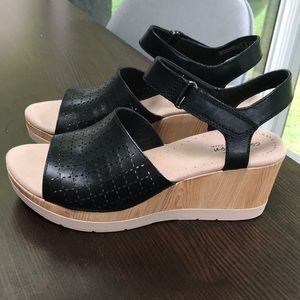 Collection by Clark’s wedged black sandals